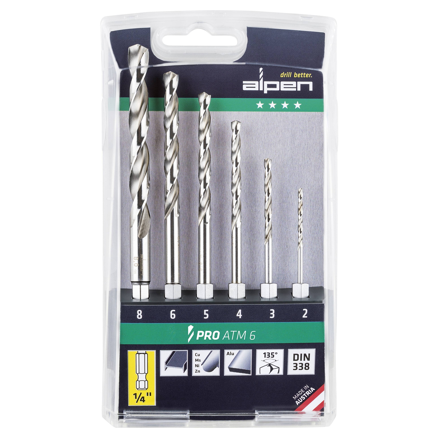 Hex Shank HSS Pro Drill Bit Set – 6 Piece (2–8mm)