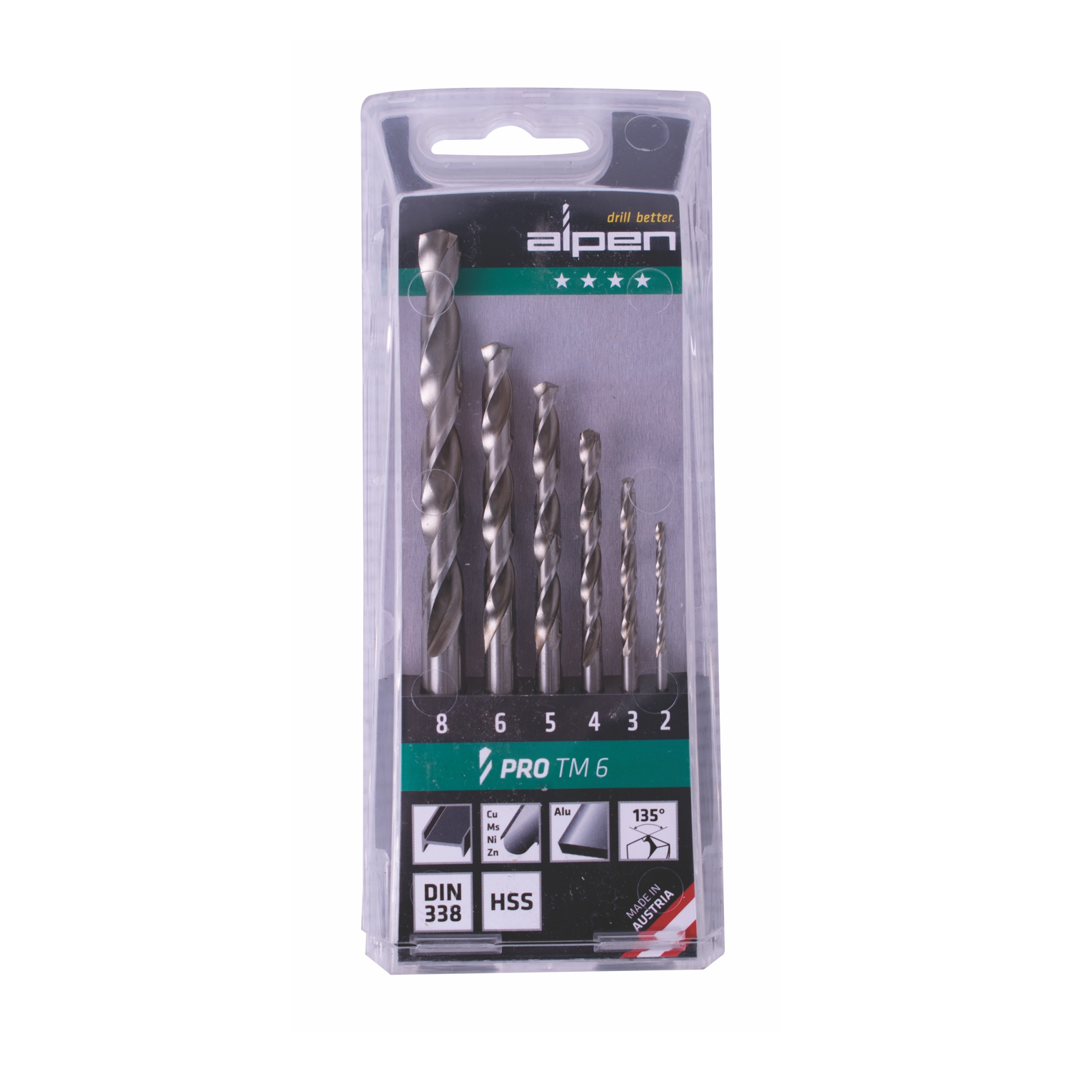 ALPEN HSS Sprint Drill Bit Set – 6 Piece (2mm to 8mm)