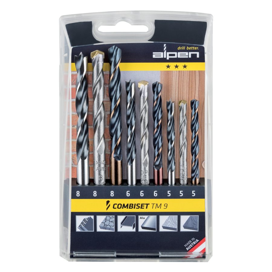 Wood Steel Masonry Drill Bit Set – 9 Piece Multi-Material