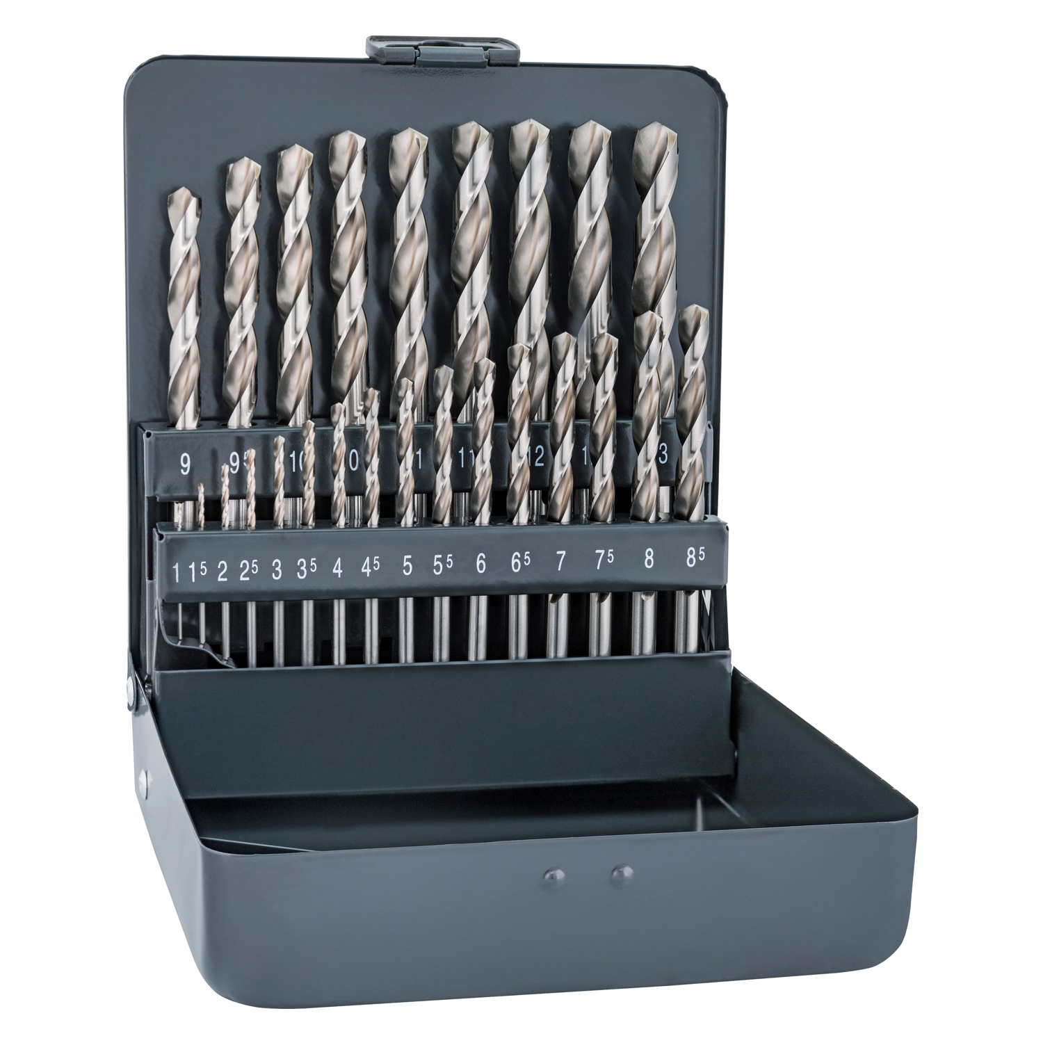 Alpen PRO KM25 HSS-G Drill Bit Set – 25 Piece (1–13mm x 0.5mm) in Metal Case
