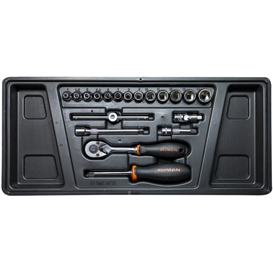 Fixman 19-Piece Socket Set – 1/4" Drive with Tray