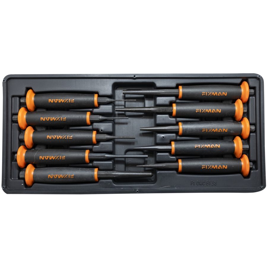 Fixman 10-Pc Punches Pin 2-3-4-5 Punch 2-3-4-5-6 Center Punch 8Mm