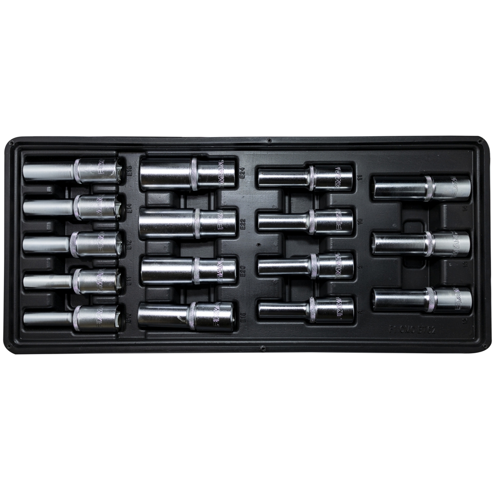 Fixman 16-Pc 1/2' Dr.Deep Sockets