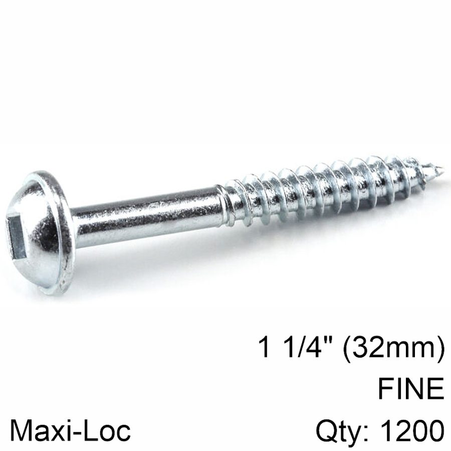 Kreg Zinc Pocket Hole Screws 32Mm 1.25' #7 Fine Thread Mx Loc 1200Ct