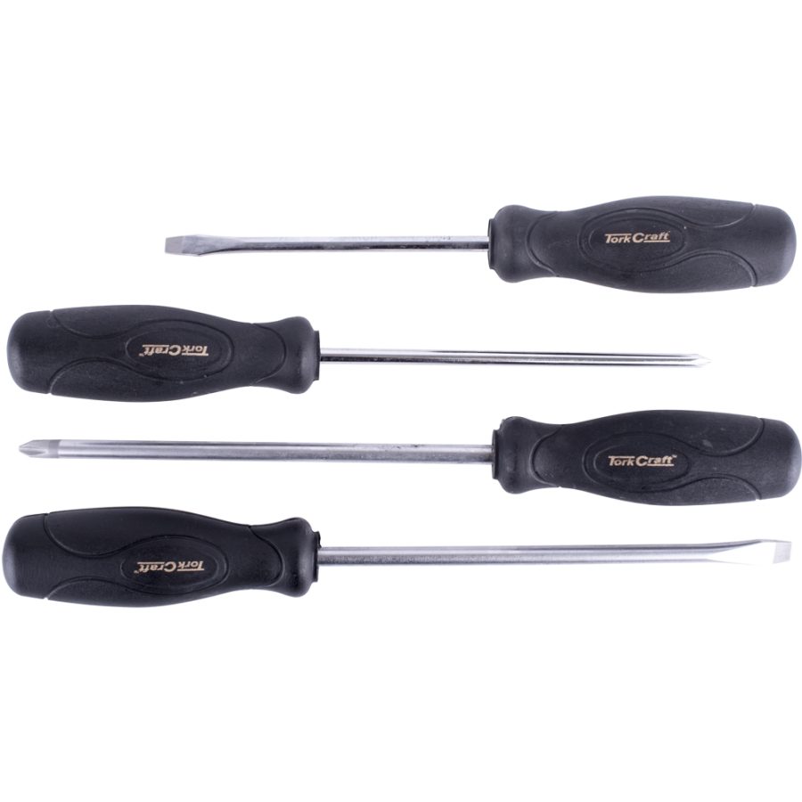 4Pc Screwdriver Set Black Handle