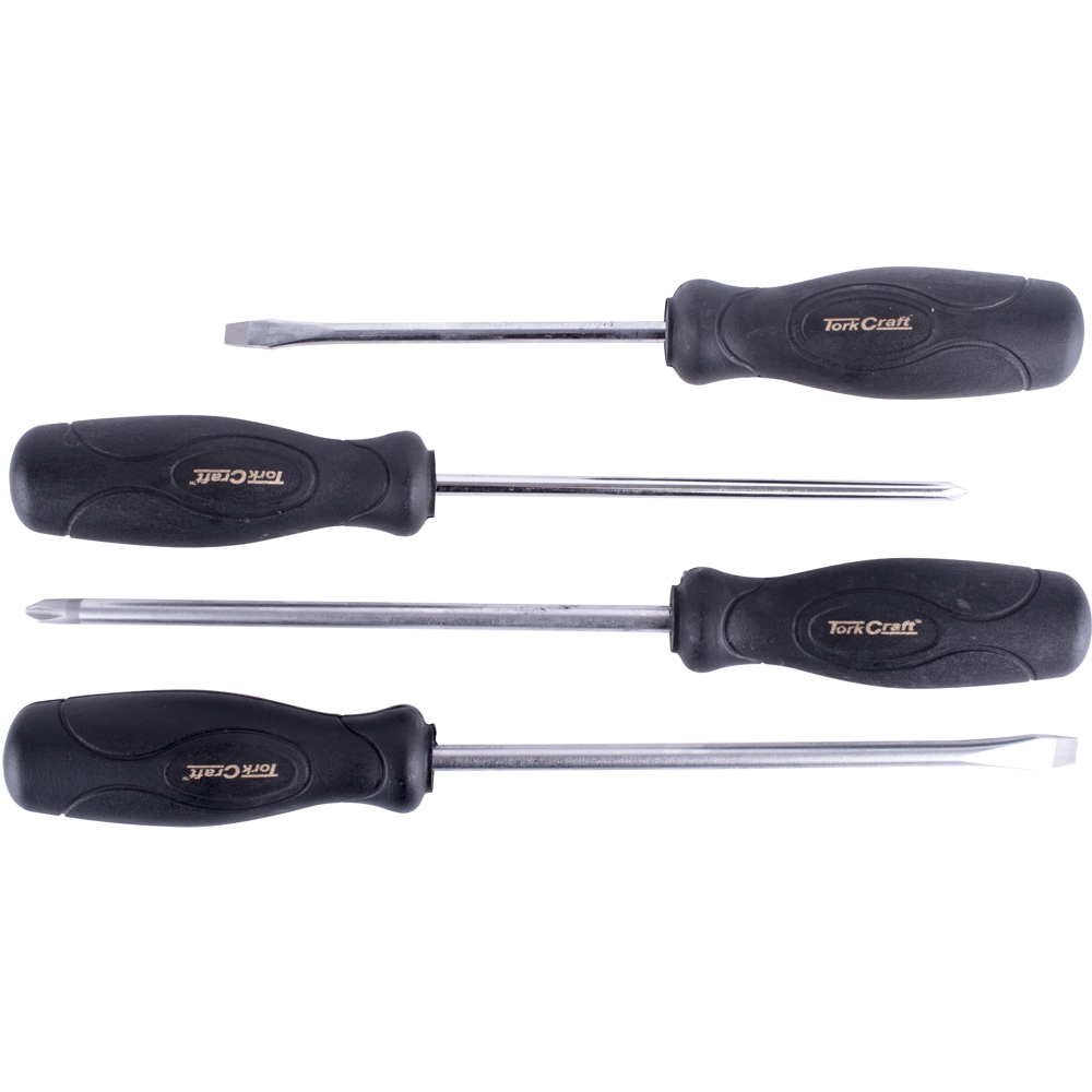 4Pc Screwdriver Set Black Handle