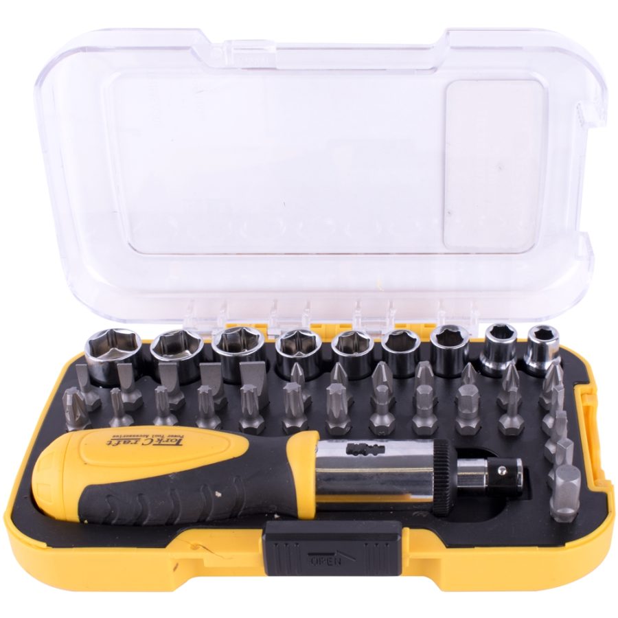 Tork Craft 37Pc Screwdriver Ratchet Bit Set
