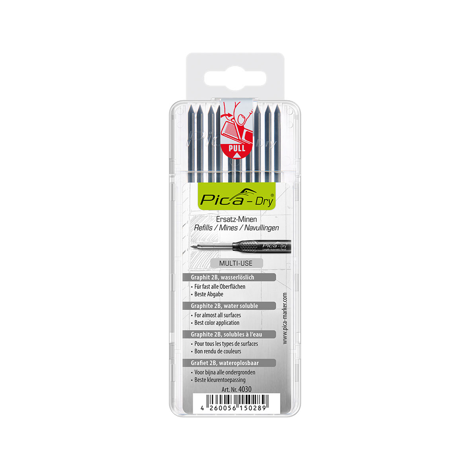 Pica Dry Graphite Refills – 10pc H (Hardness H)