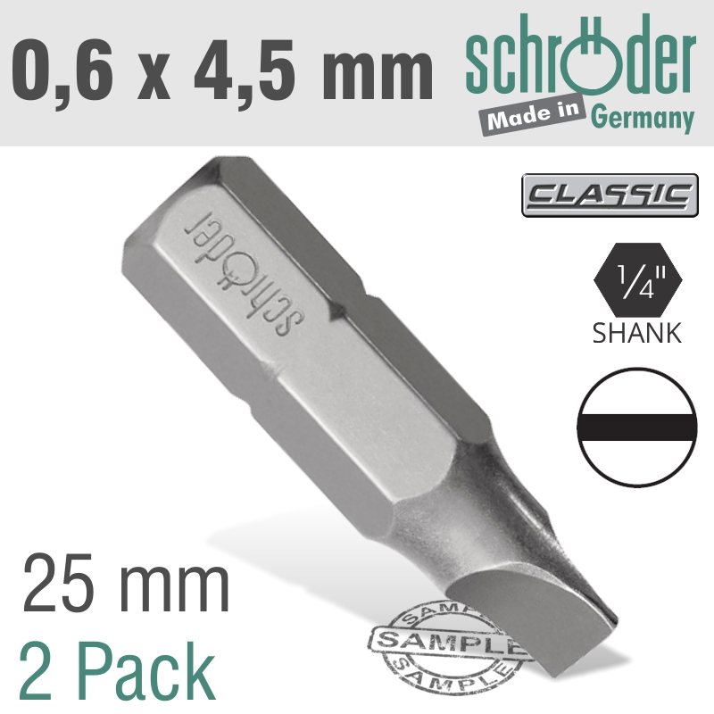 Slotted Bit 0.6X4.5Mm 25Mm 2Cd