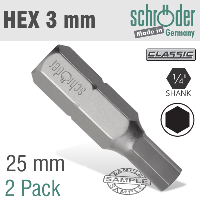 Hex/Allen Ins.Bit 3Mm 2Cd