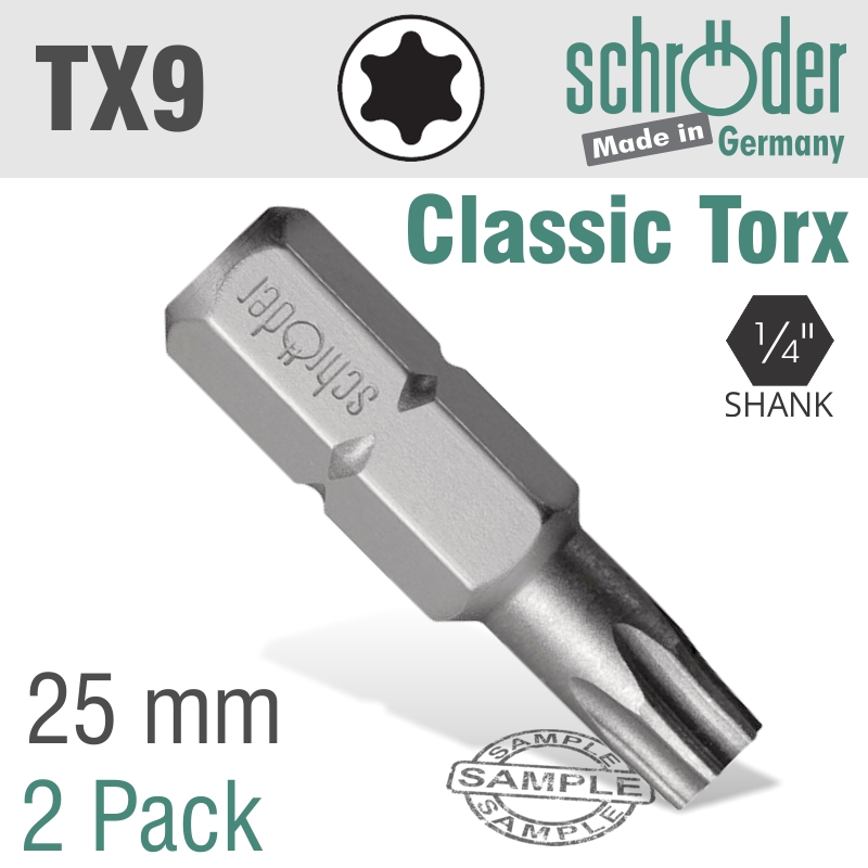 Torx Tx9 Classic Bit 25Mm 2Cd