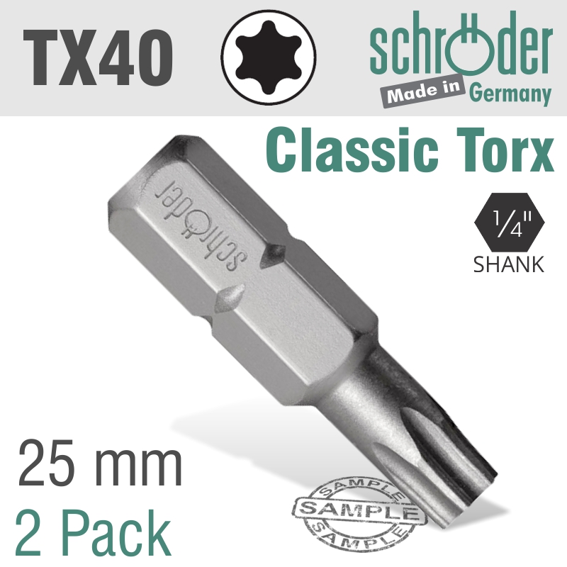 Torx Tx40 Classic Bit 25Mm 2Cd