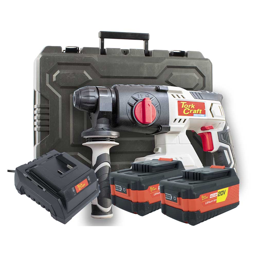 Tork Craft 20V SDS Rotary Hammer TC20190 with 2 x 4.0Ah Batteries & Charger