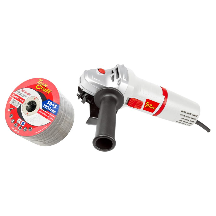 Tork Craft Angle Grinder 115mm TCAG0115 + Combo 162 (50+5 Cutting Discs)