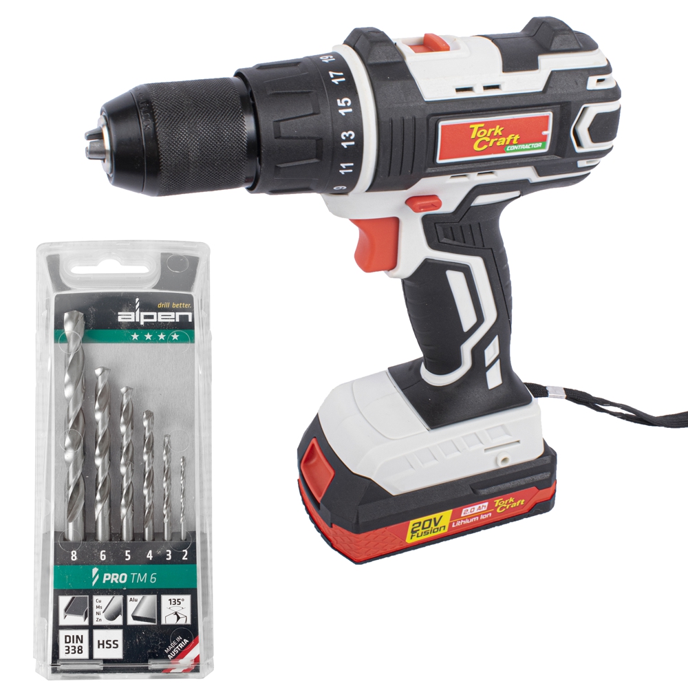 Tork Craft TC20030 Impact Driver with Alpen TM6 Sprint Master Drill Bit Set