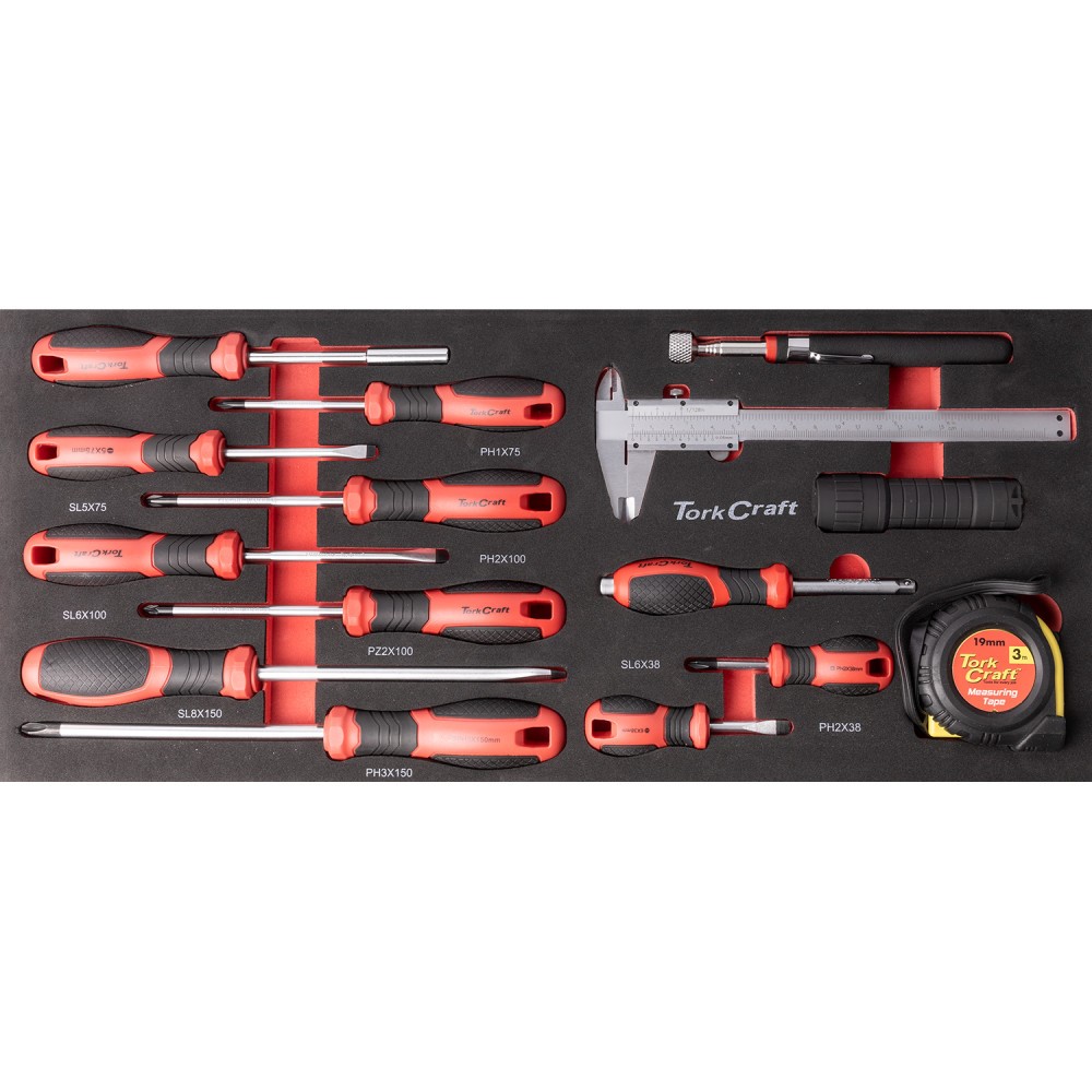 Tork Craft Tool Box 154 Piece – 3 Drawer & Top Tray (535x255x315mm) - Image 5