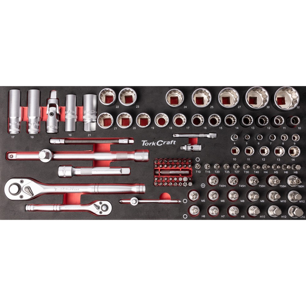 Tork Craft Tool Box 154 Piece – 3 Drawer & Top Tray (535x255x315mm) - Image 4