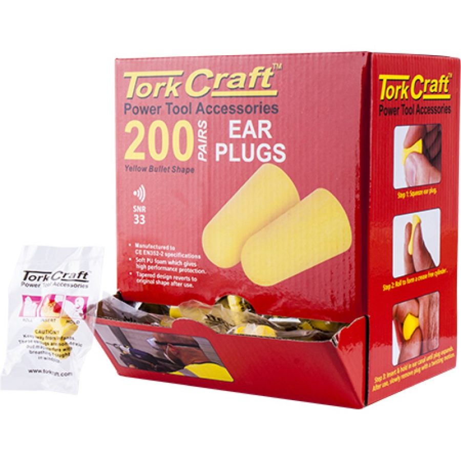 Ear Plug – 200 pairs Bullet Shape SNR33 Yellow (Per Box)