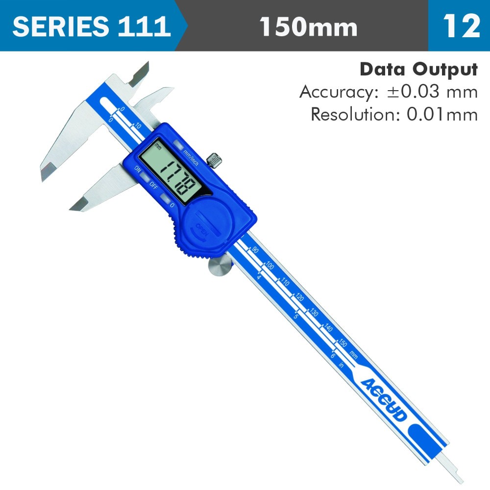 ACCUD Vernier Caliper 200mm Stainless Steel – 0.05mm Accuracy, DIN862