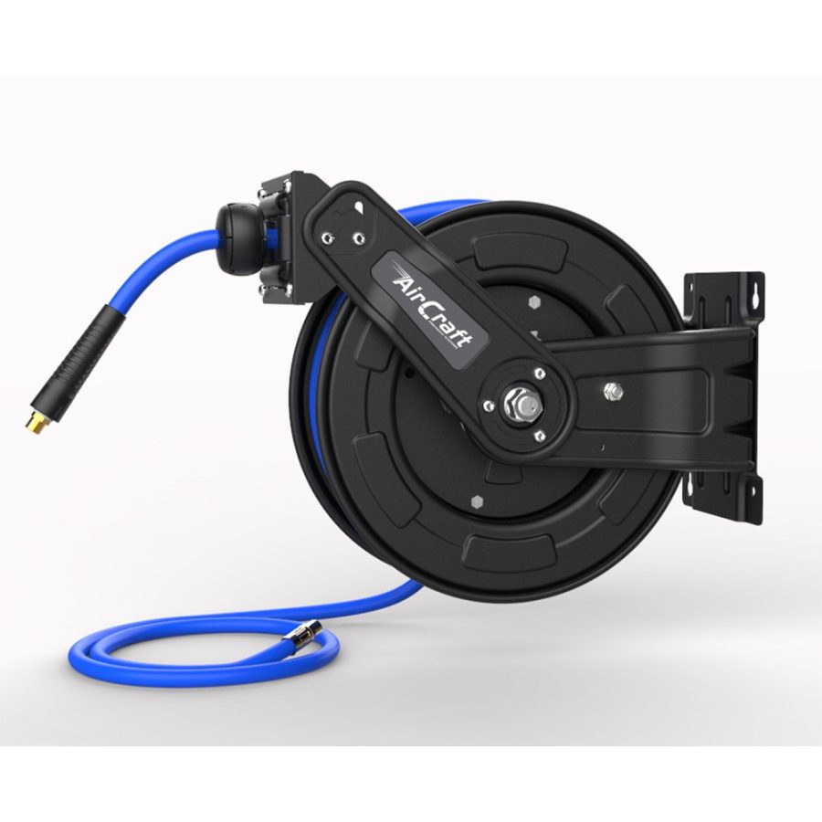 Air Hose Reel Metal 20m 12mm OD x 8mm ID PU Hose Auto Retract – Aircraft