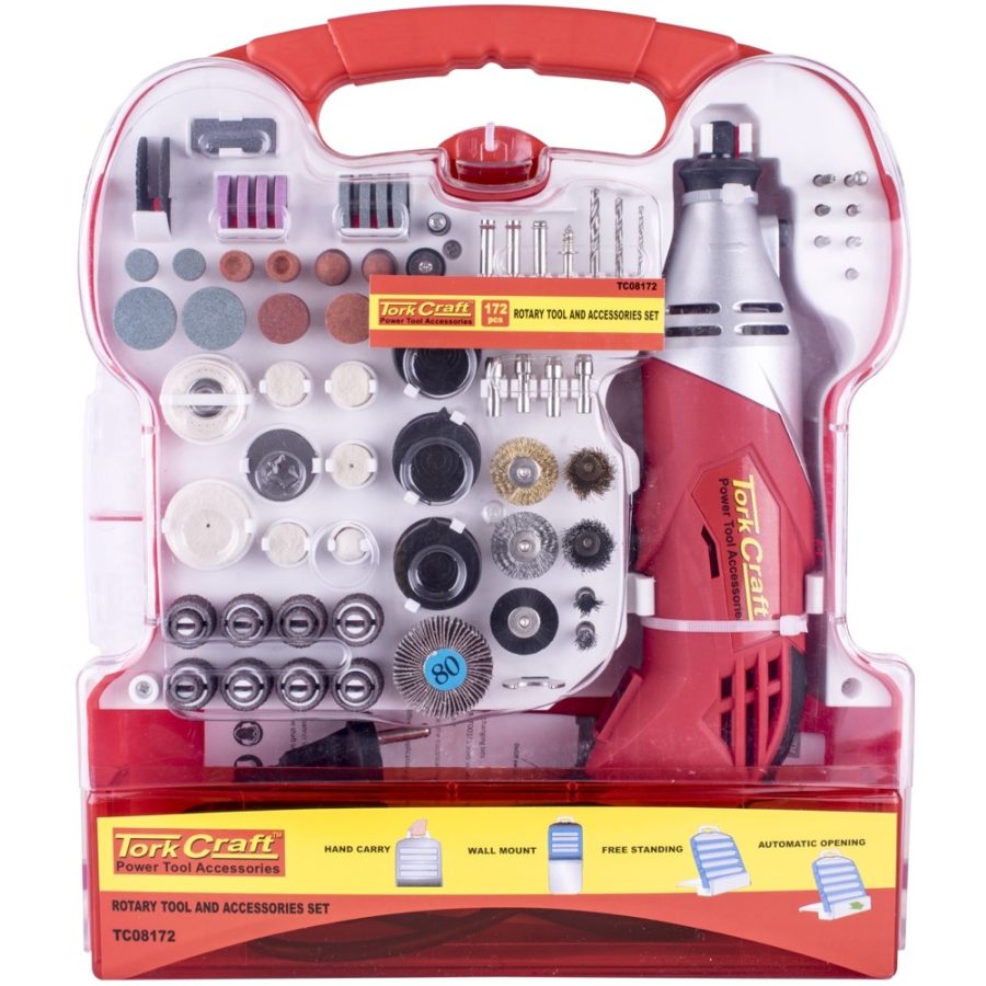Mini Rotary Tool 170W – 172pc Accessory Kit with Plastic Case