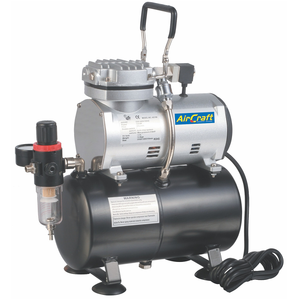 AirCraft Airbrush Compressor 1-Cylinder With 3L Tank