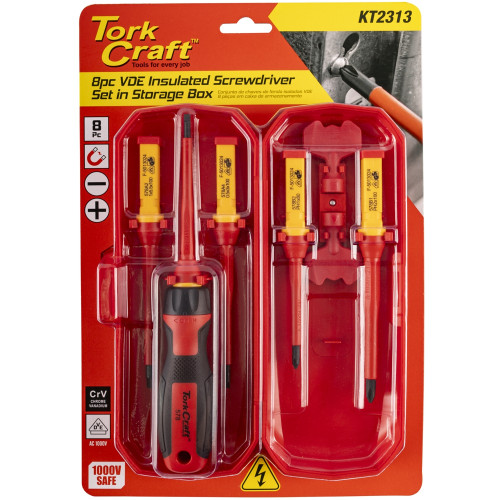 Tork Craft 8pc Screwdriver Set VDE Insulated C/W Storage Box