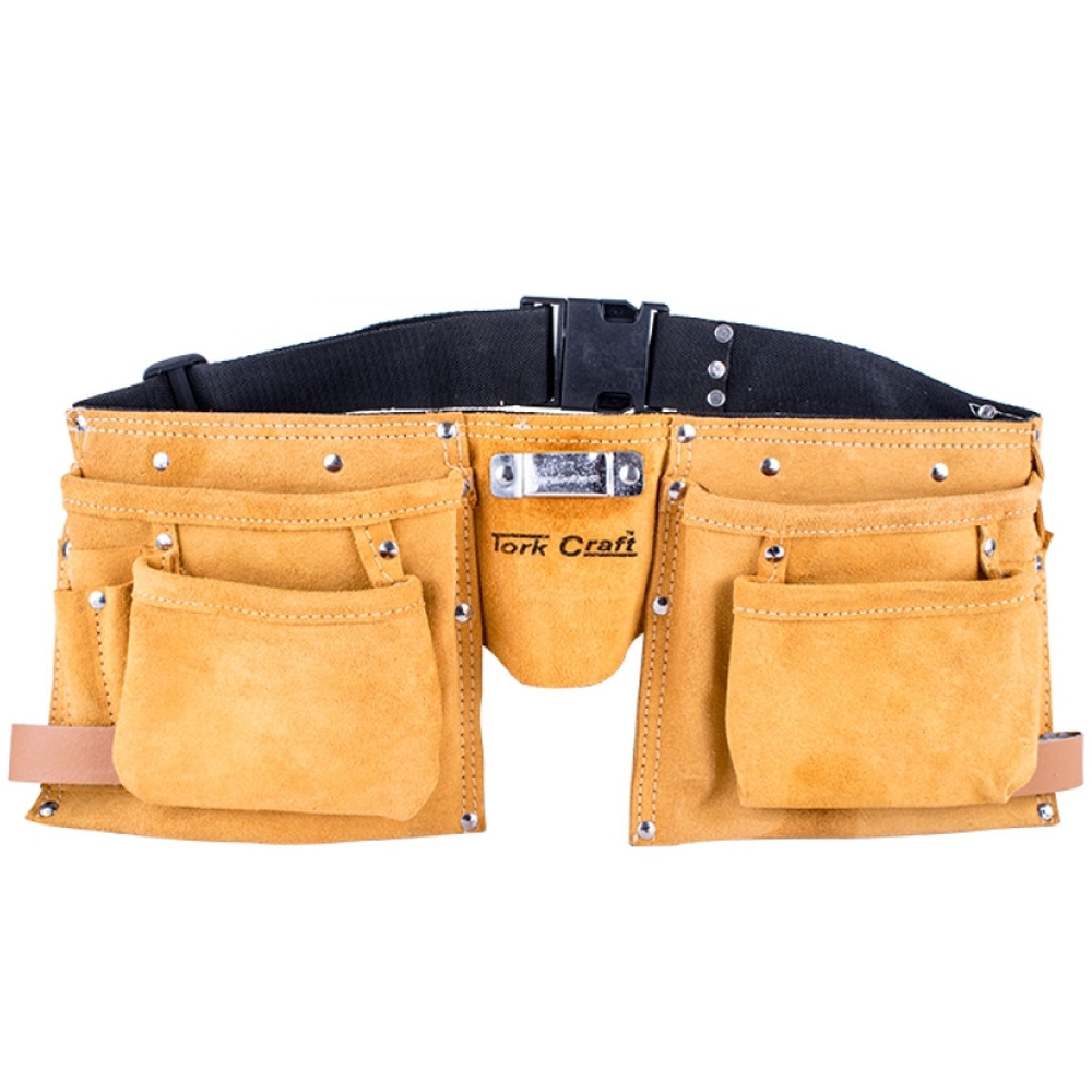 Tork Craft Large Professional Leather Tool Belt – 11 Pocket