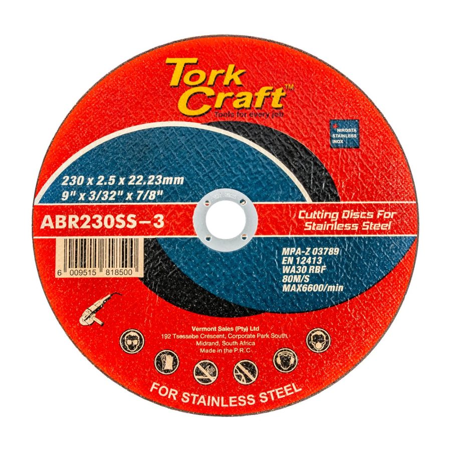 Cutting Disc Stainless Steel 230 X 2.5 22.22mm