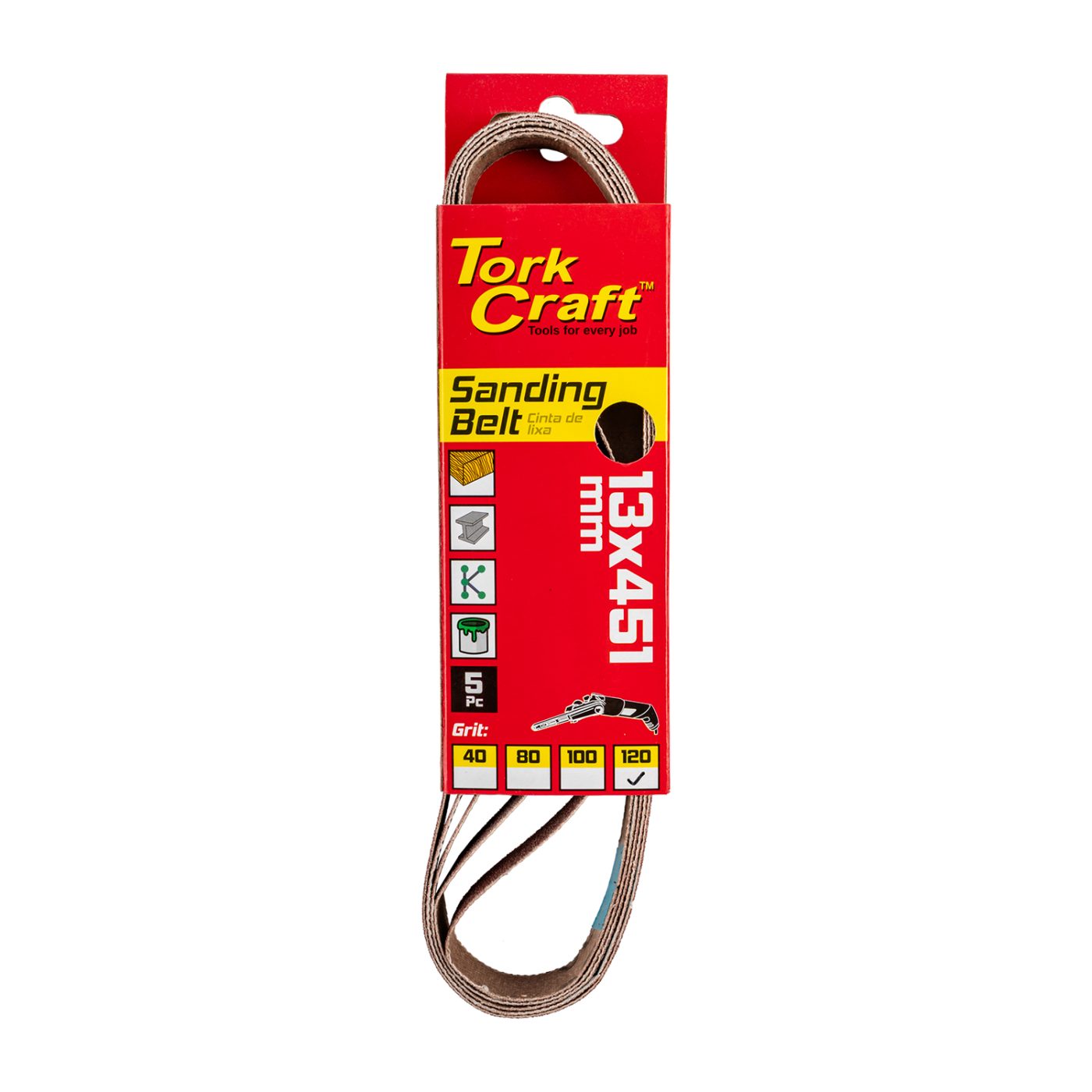 Powerfile Sanding Belt 13 X 451mm 120 Grit 5/pk