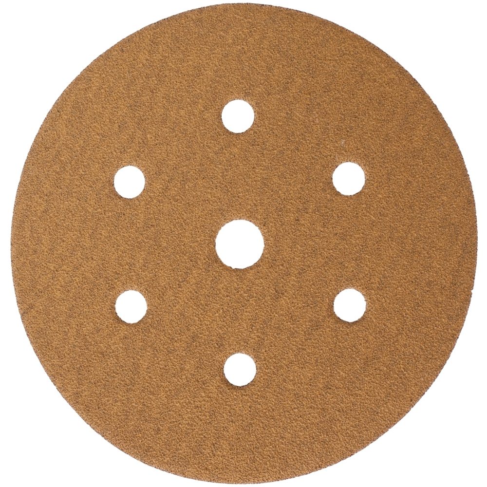 Gold Disc (50 Pieces) 100 Grit 150mm X 6+1 Holes Hook And Loop