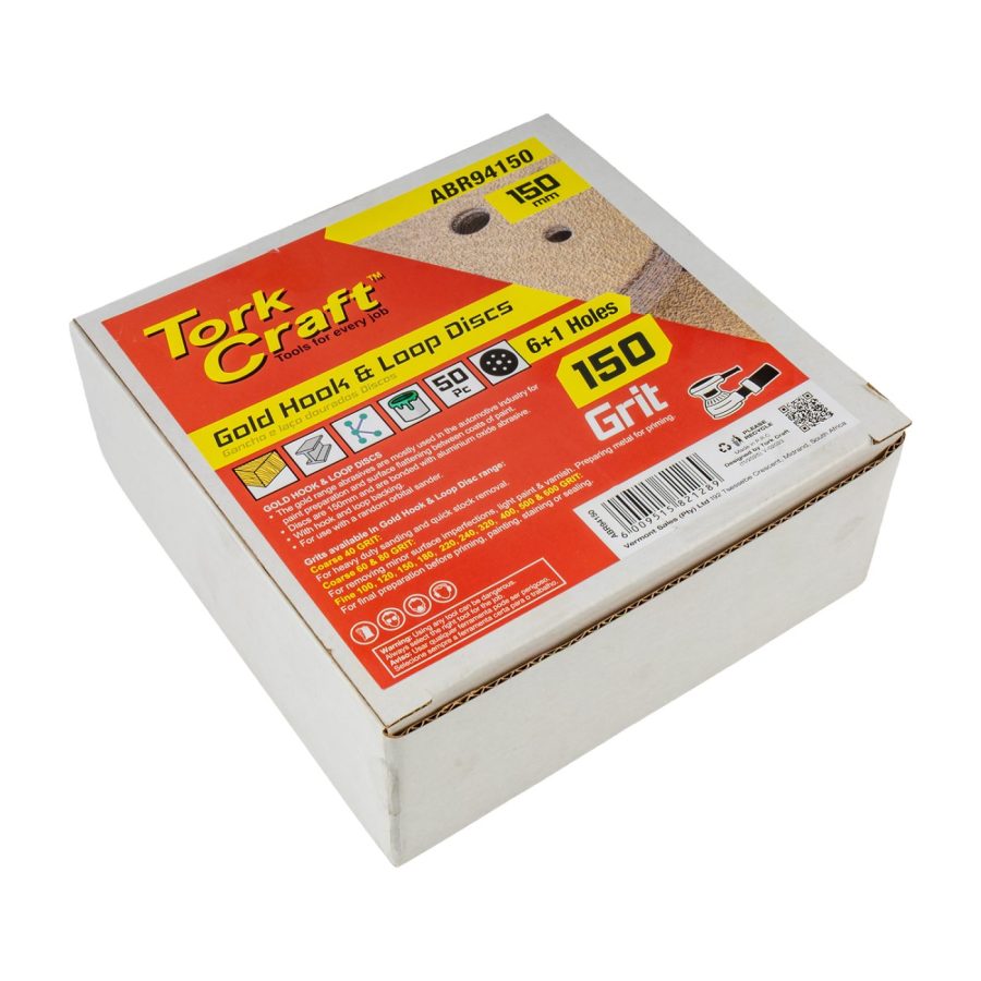 Gold Disc (50 Pieces) 150 Grit 150mm X 6+1 Holes Hook And Loop