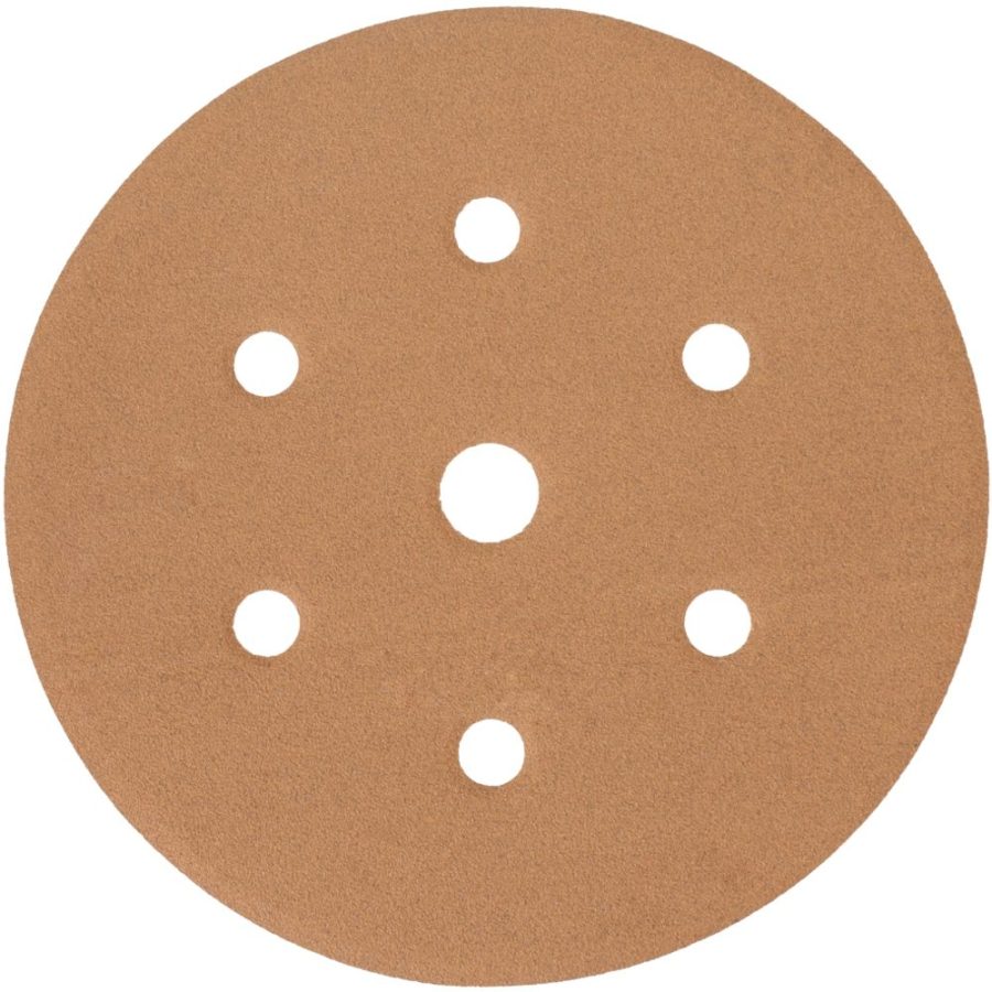 Gold Disc (50 Pieces) 220 Grit 150mm X 6+1 Holes Hook And Loop