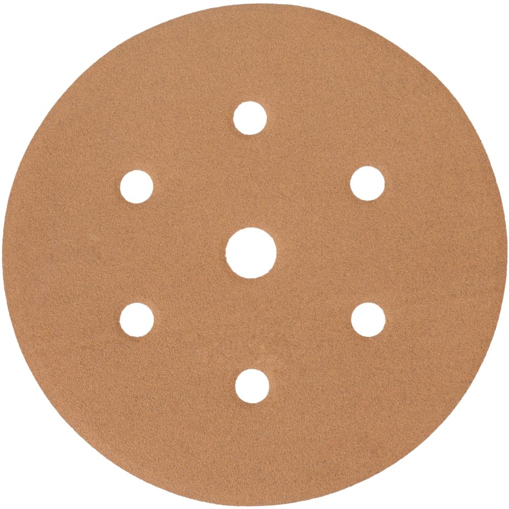 Gold Disc (50 Pieces) 220 Grit 150mm X 6+1 Holes Hook And Loop