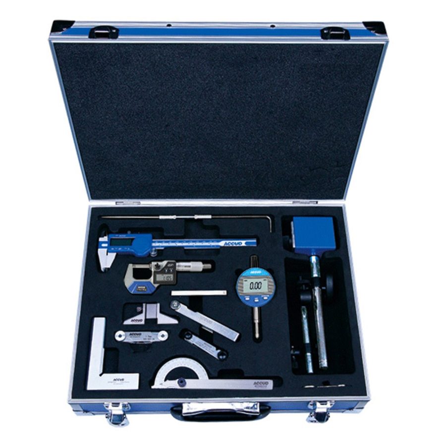 12pc Measuring Set Caliper Micrometer Mag. Stand 3 X Gauges Scriber De
