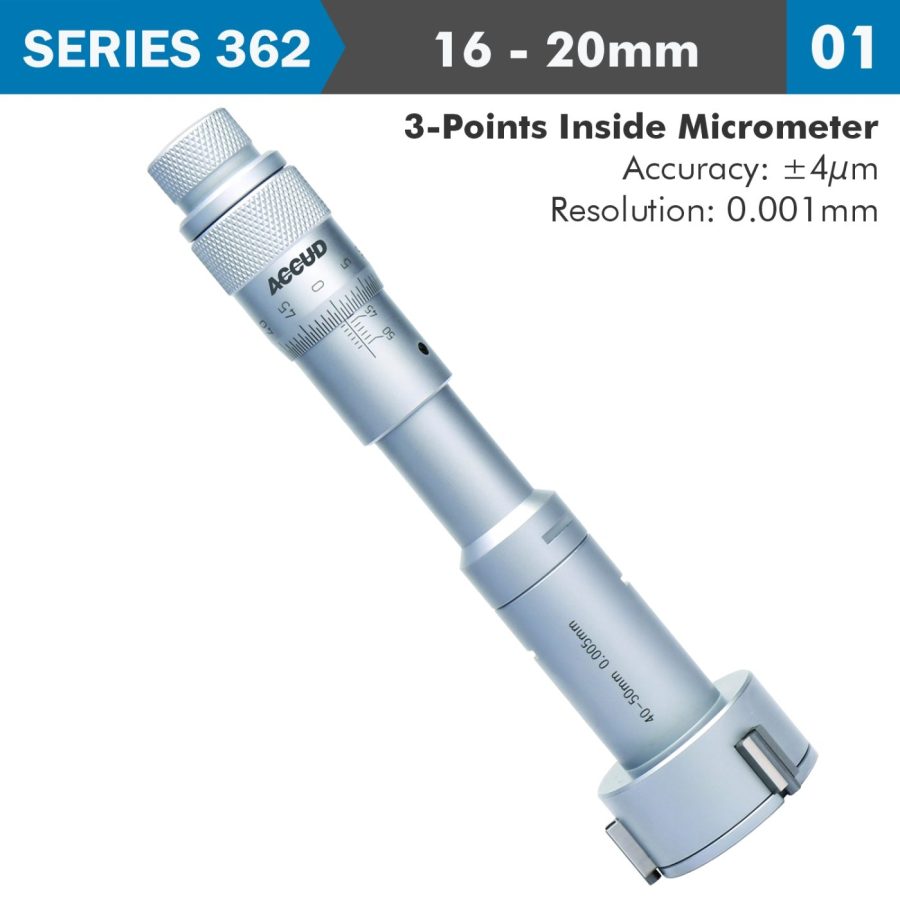 3 Points Inside Micrometer 16-20mm 0.004mm Acc. 0.005mm Grad.