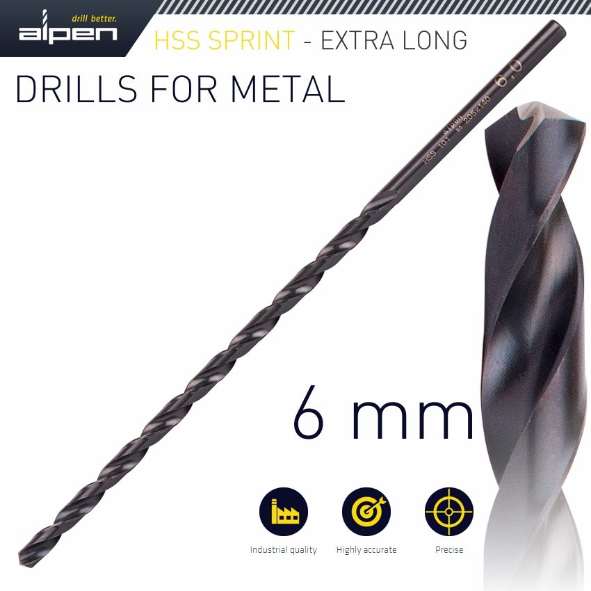 Hss Drill Bit 6mm 205 X 140 Extra Long