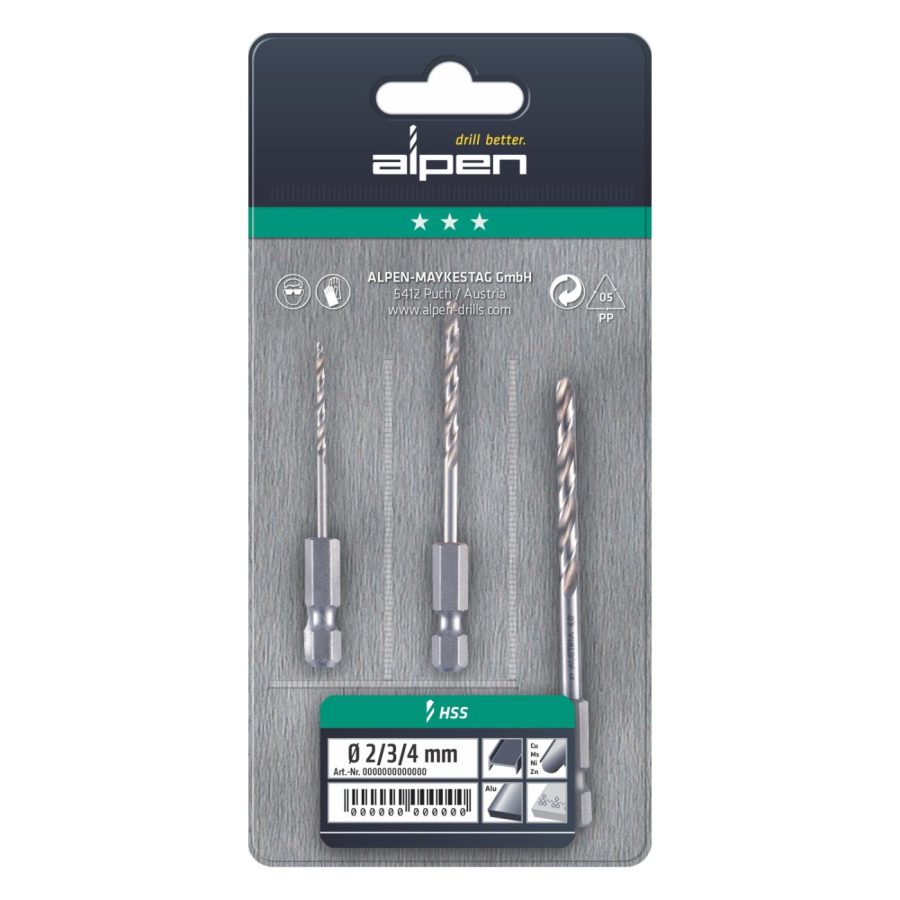 Drill Bit Set 3 Piece Hex Shank Super 2-3-4mm