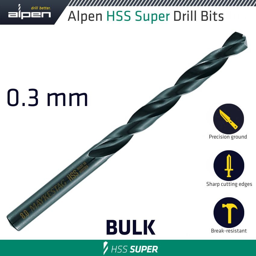 Hss Super Drill Bit 0.3mm Bulk
