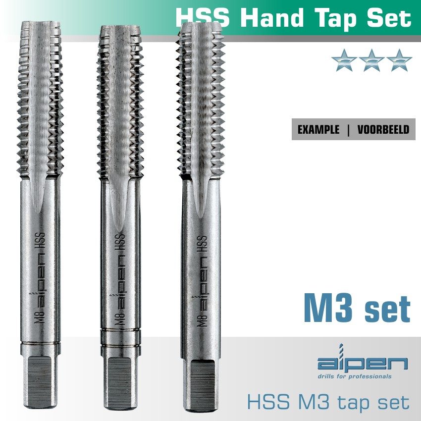 Hand Tap Set In Pouch M3 Hss 0.5mm Pitch