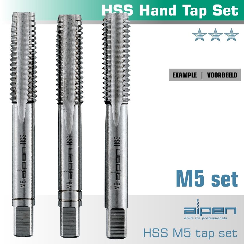 Hand Tap Set In Pouch M5 Hss 0.8mm Pitch