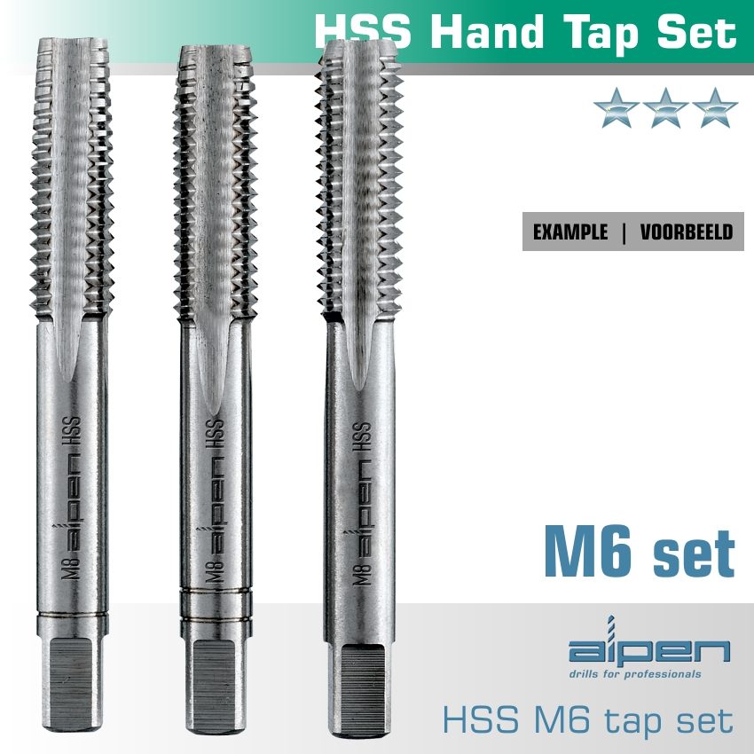 Hand Tap Set In Pouch M6 Hss 1.0mm Pitch
