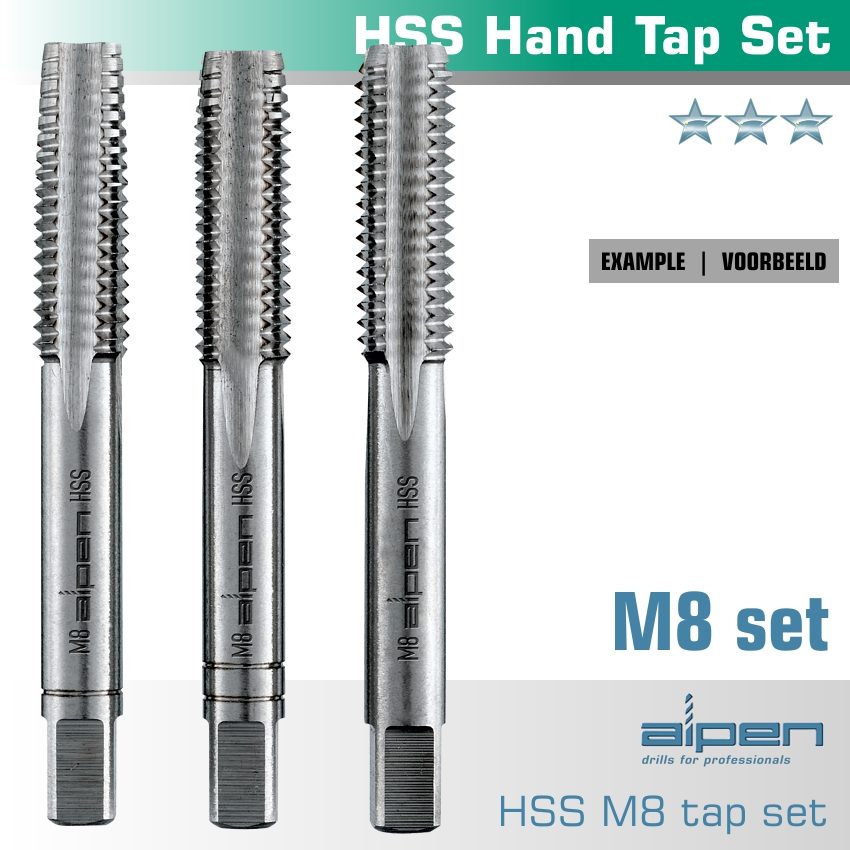 Hand Tap Set In Pouch M8 Hss 1.25mm Pitch