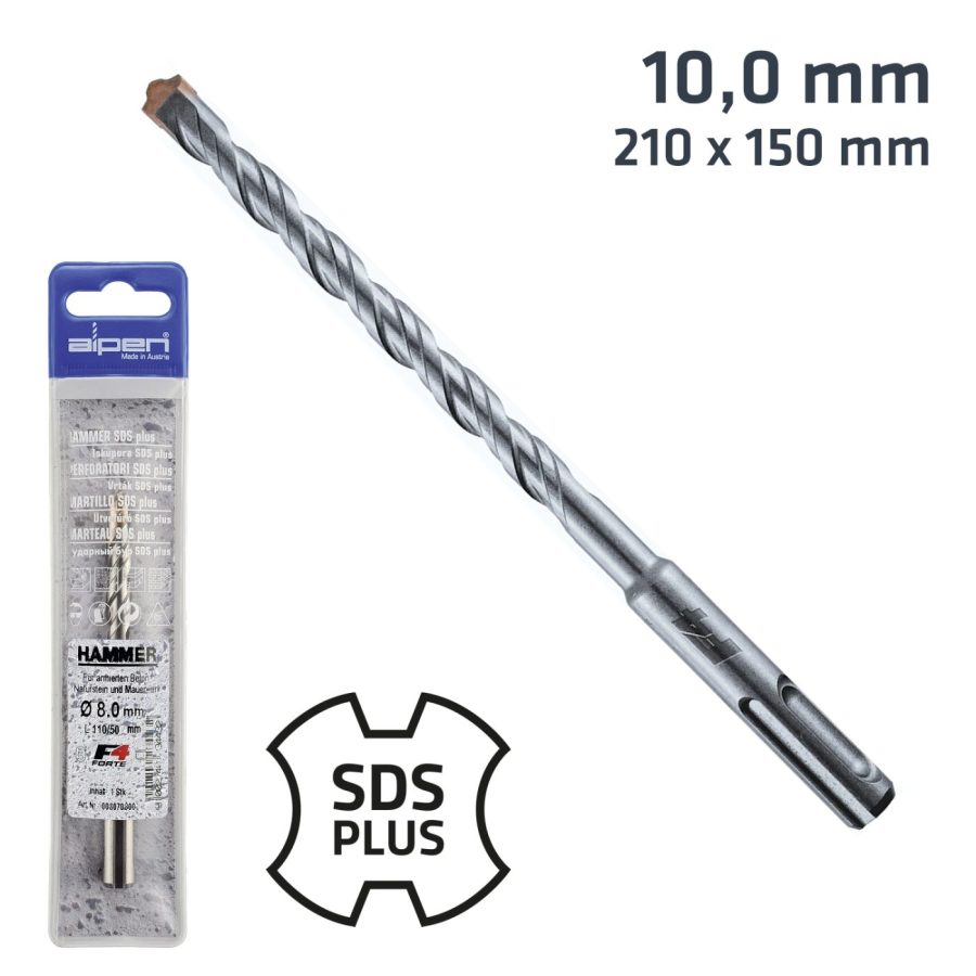 Sds Plus 210x150 10.0mm Hammer Bit Plastic Wallet