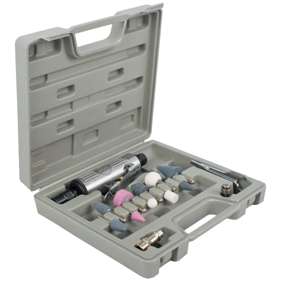Air Die Grinder 6mm 14 Piece Kit Blow Mould Case