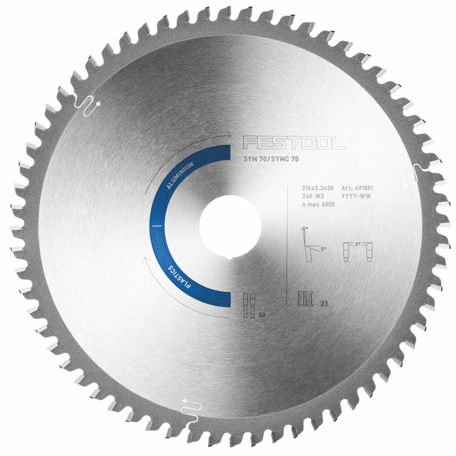 Festool HW 216x2,3x30 W60 Aluminium and Plastics Saw Blade 216mm 60T
