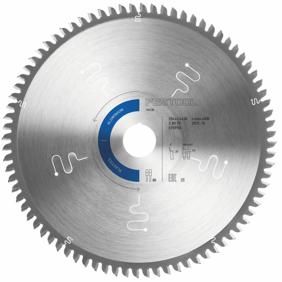 Festool HW 254x2,4x30 TF80 A Aluminium/Plastics Circular Saw Blade 254mm x 30mm 80T