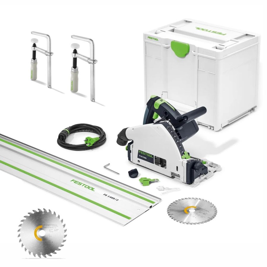Festool TS 55 FEBQ-Plus-FS 1200W Plunge-Cut Saw Kit with Guide Rail, Clamps & Extra Blade
