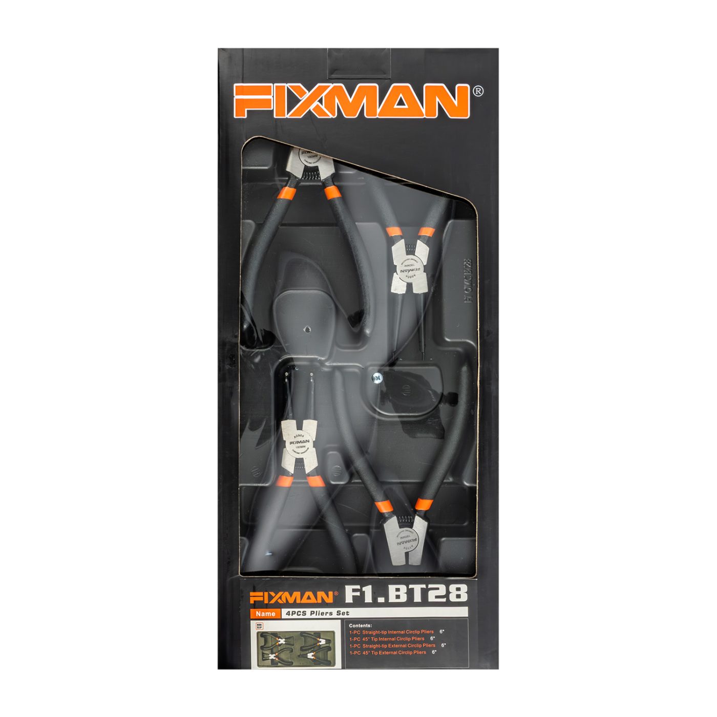 Fixman Tray 4 Piece 6' Internal And External Circlip Pliers