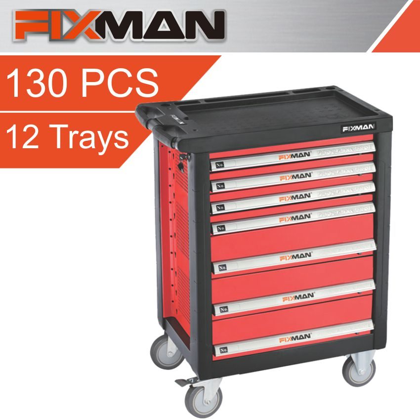 Fixman F1 Series 130-Piece 7-Drawer Industrial Roller Cabinet on Castors FIX F1RP7-1
